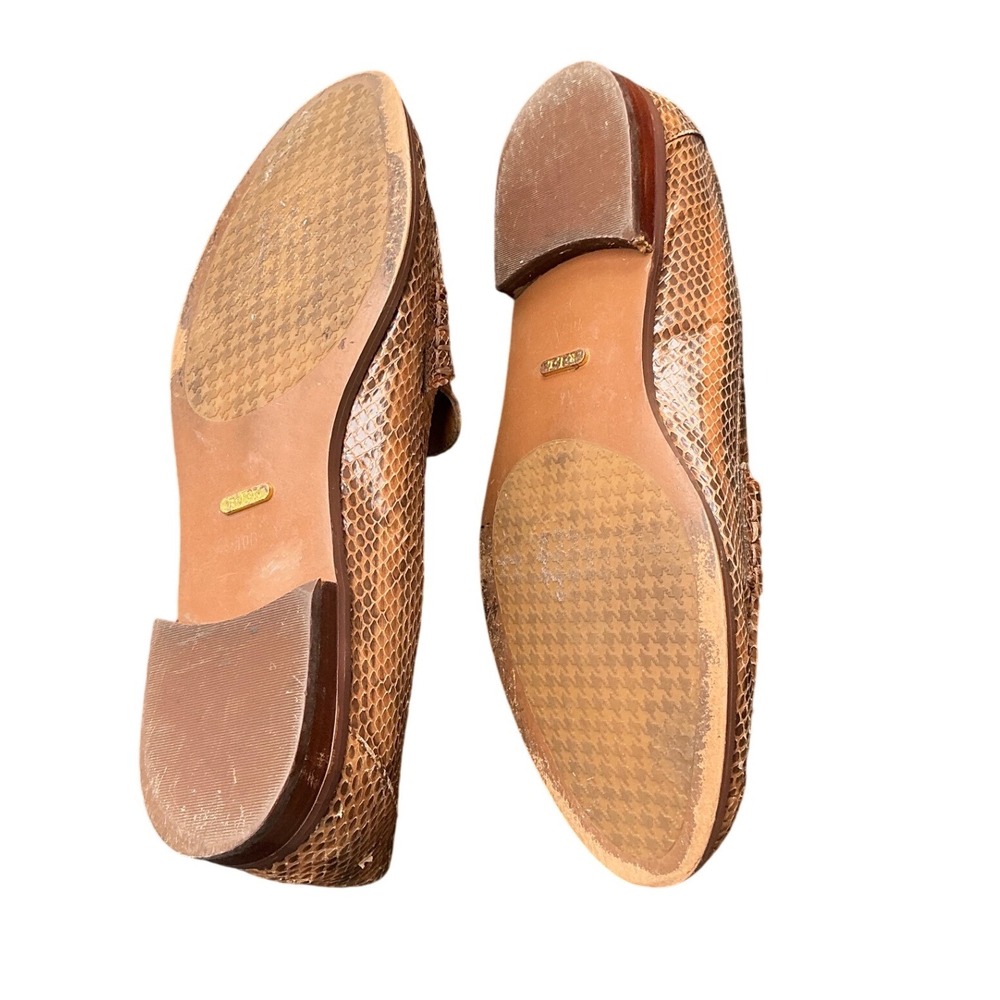 Lauren Ralph Lauren Barrett Snake Leather Penny Loafers Brown Womens Preppy - Picture 6 of 7